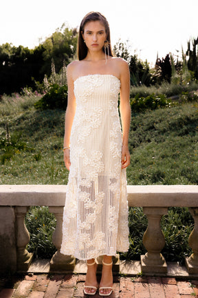 ENDLESS ROSE - Strapless Embroidered Net Maxi Dress - DRESSES available at Objectrare
