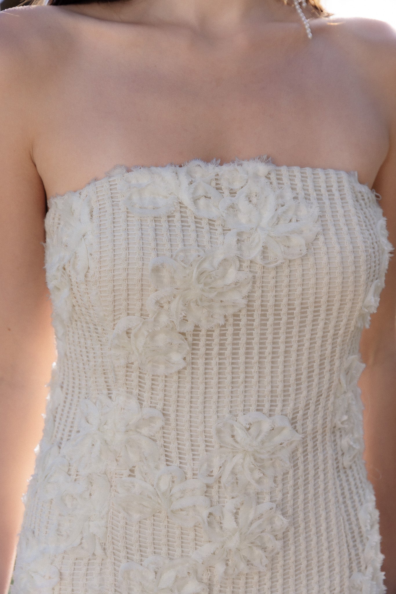 ENDLESS ROSE - Strapless Embroidered Net Maxi Dress - DRESSES available at Objectrare