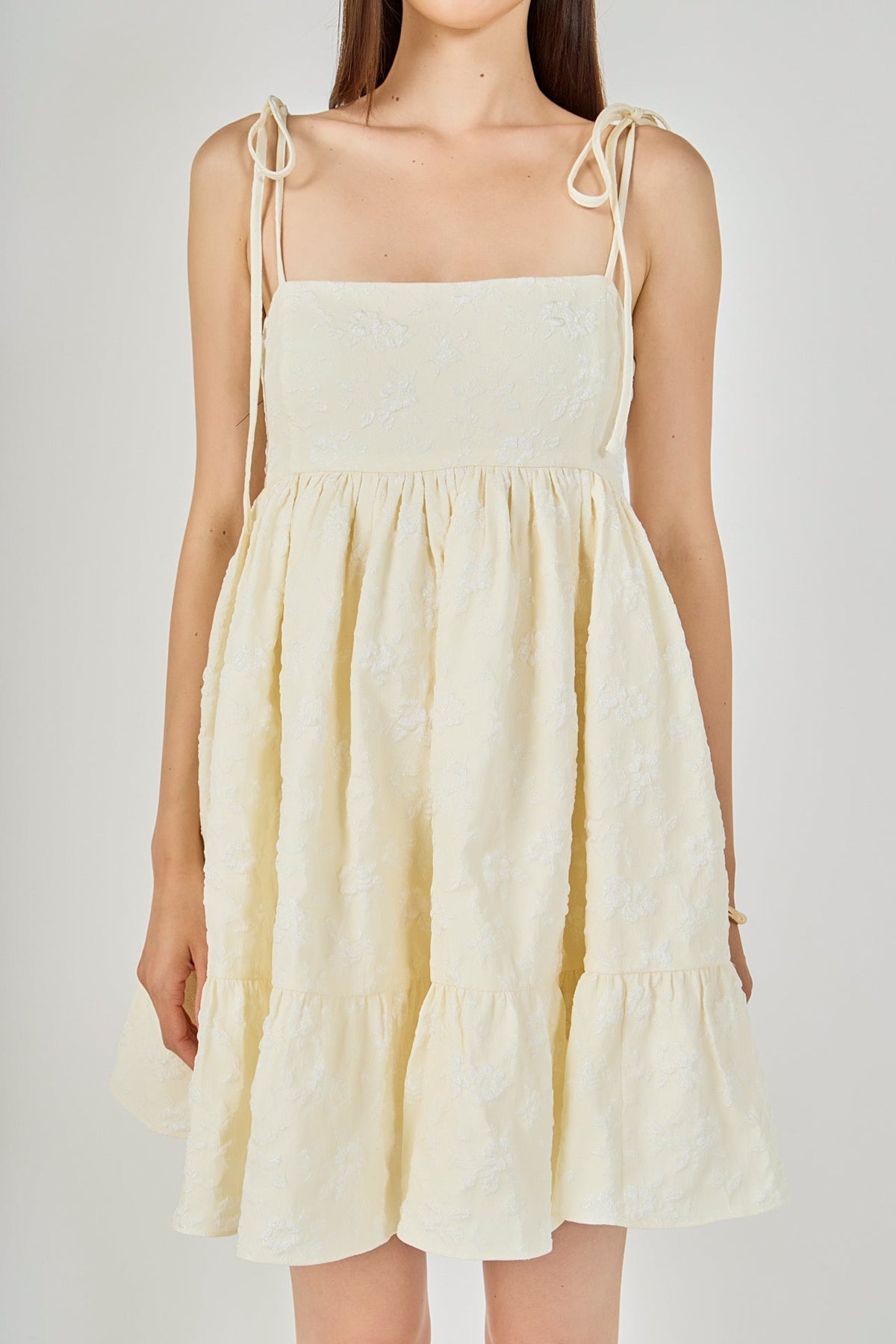 Floral Jacquard Babydoll Mini Dress