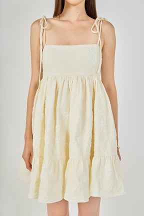 Floral Jacquard Babydoll Mini Dress