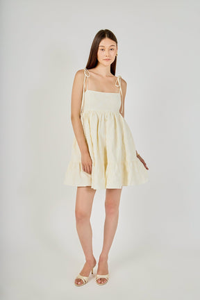 Floral Jacquard Babydoll Mini Dress