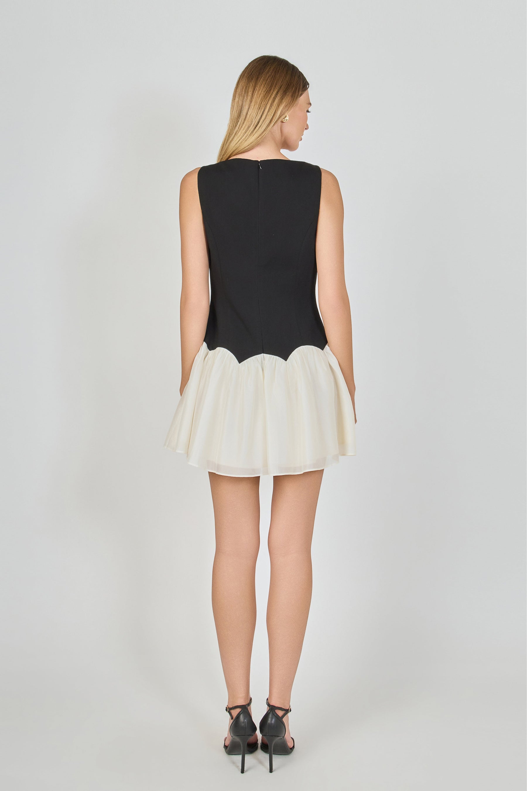 Combo Skirt Boat Neck Mini Dress