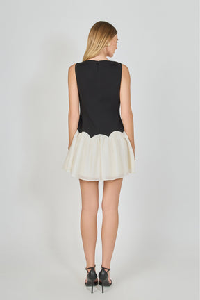 Combo Skirt Boat Neck Mini Dress