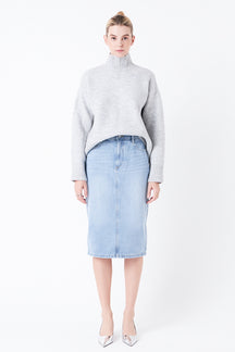 GREY LAB - Denim Midi Skirt - SKIRTS available at Objectrare