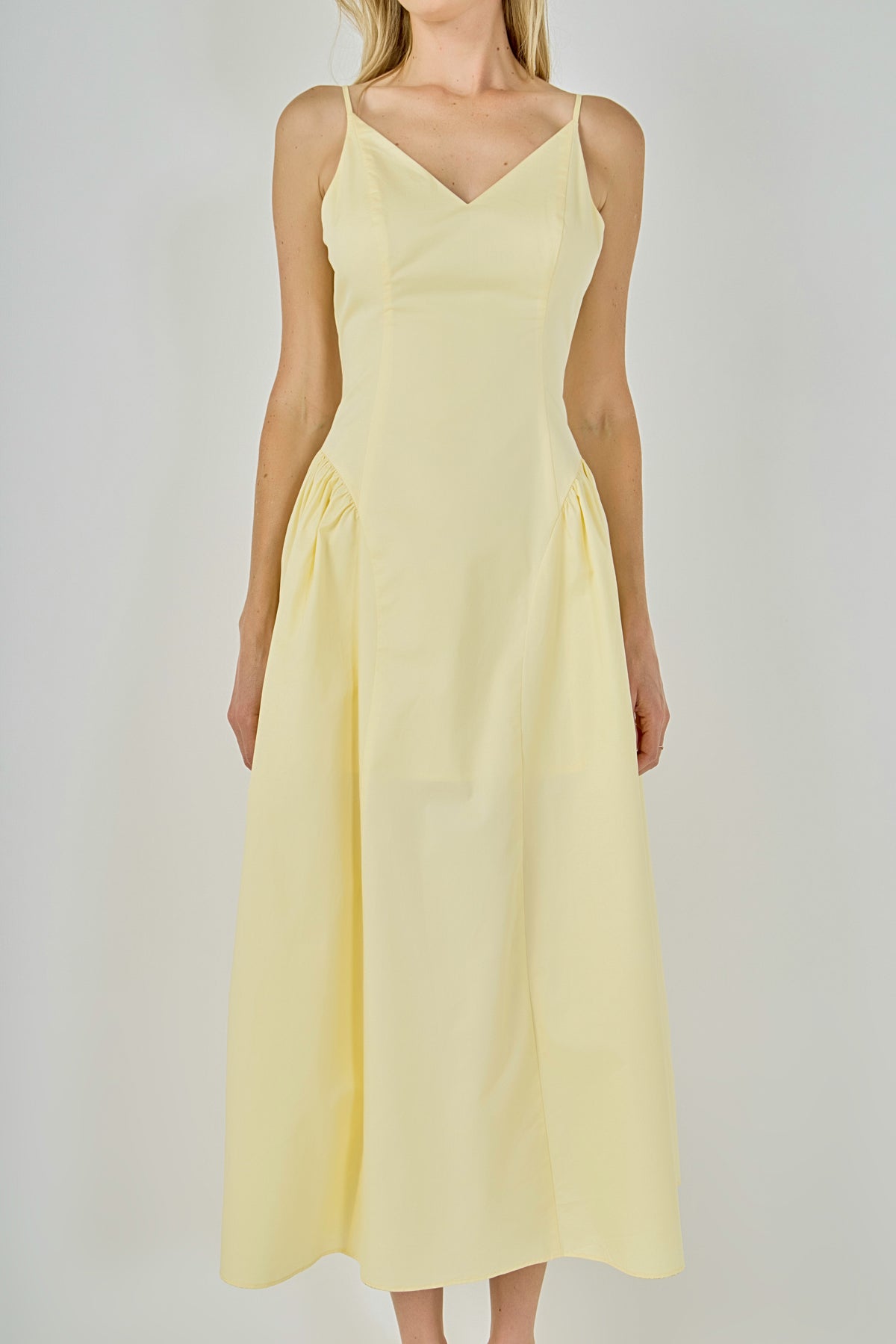 ENDLESS ROSE - V-Neck Side Puff Maxi Dress - DRESSES available at Objectrare