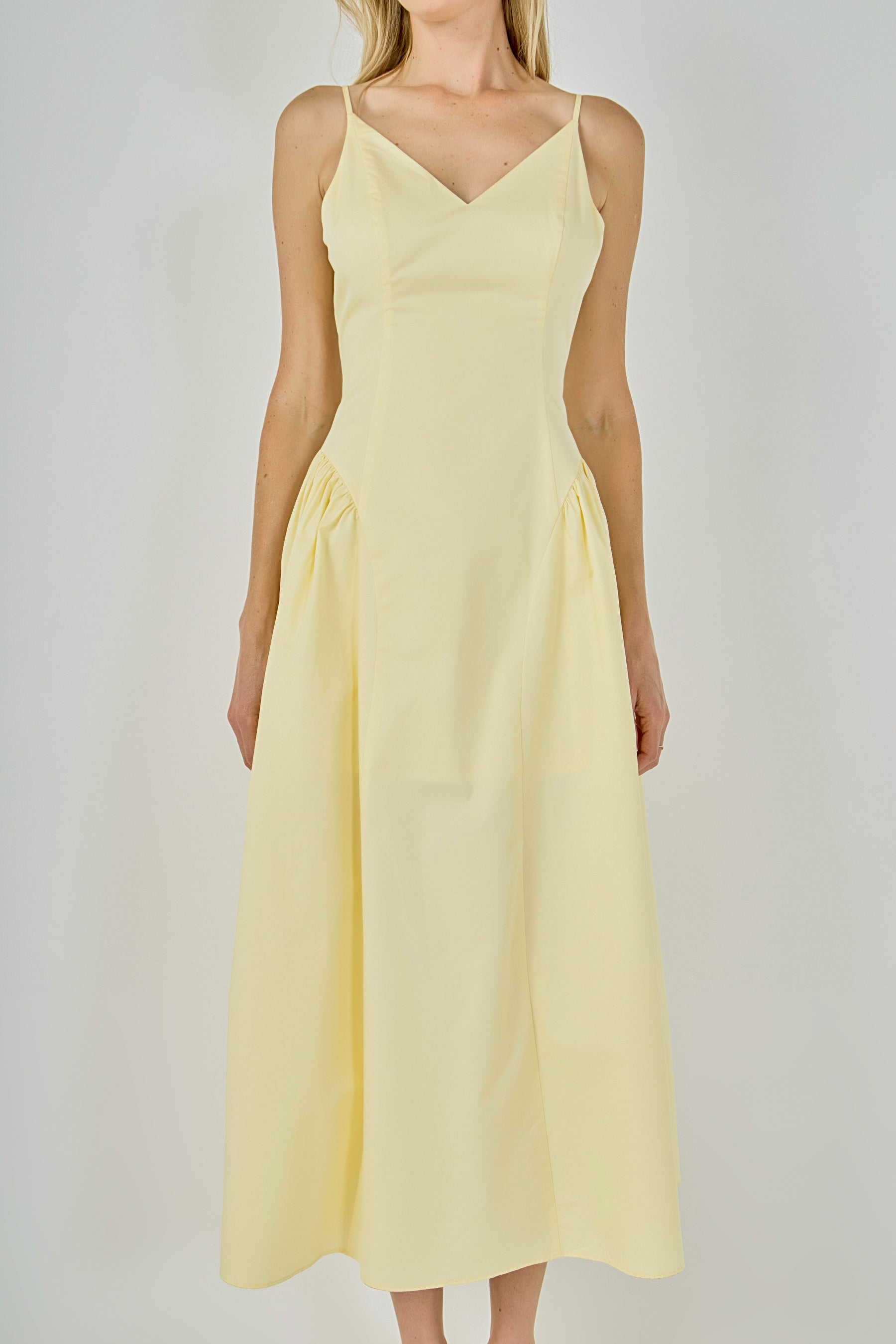 ENDLESS ROSE - V-Neck Side Puff Maxi Dress - DRESSES available at Objectrare