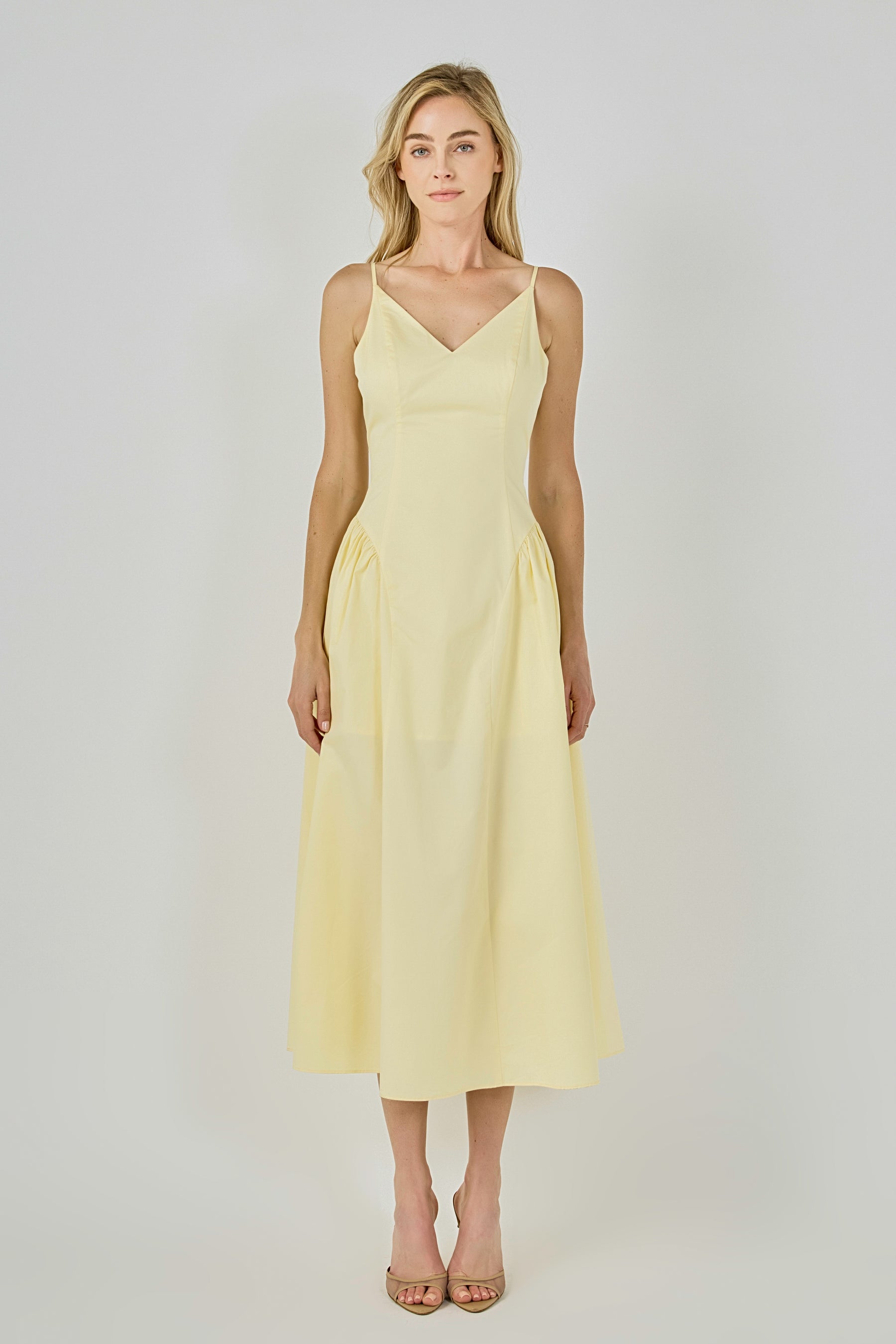 ENDLESS ROSE - V-Neck Side Puff Maxi Dress - DRESSES available at Objectrare