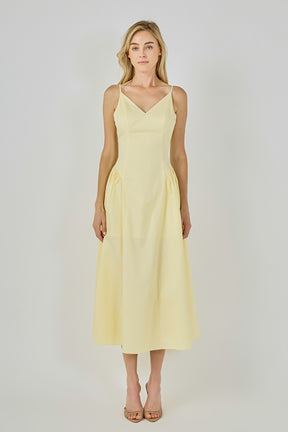 ENDLESS ROSE - V-Neck Side Puff Maxi Dress - DRESSES available at Objectrare
