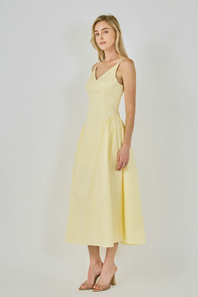 ENDLESS ROSE - V-Neck Side Puff Maxi Dress - DRESSES available at Objectrare
