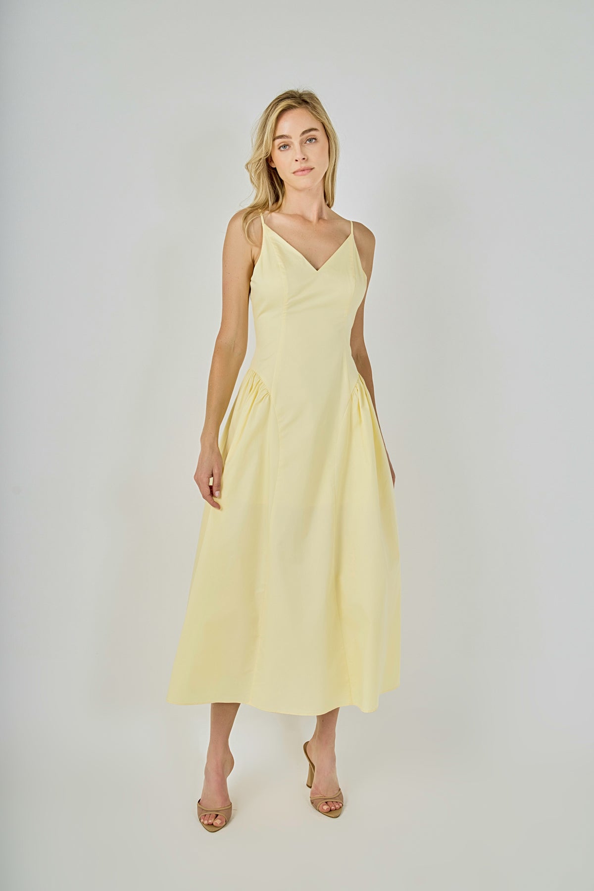 ENDLESS ROSE - V-Neck Side Puff Maxi Dress - DRESSES available at Objectrare