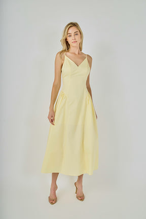 ENDLESS ROSE - V-Neck Side Puff Maxi Dress - DRESSES available at Objectrare
