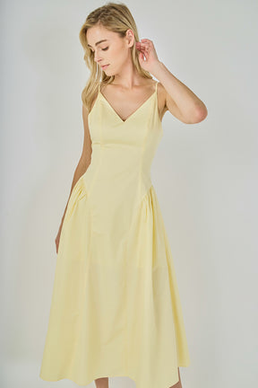ENDLESS ROSE - V-Neck Side Puff Maxi Dress - DRESSES available at Objectrare