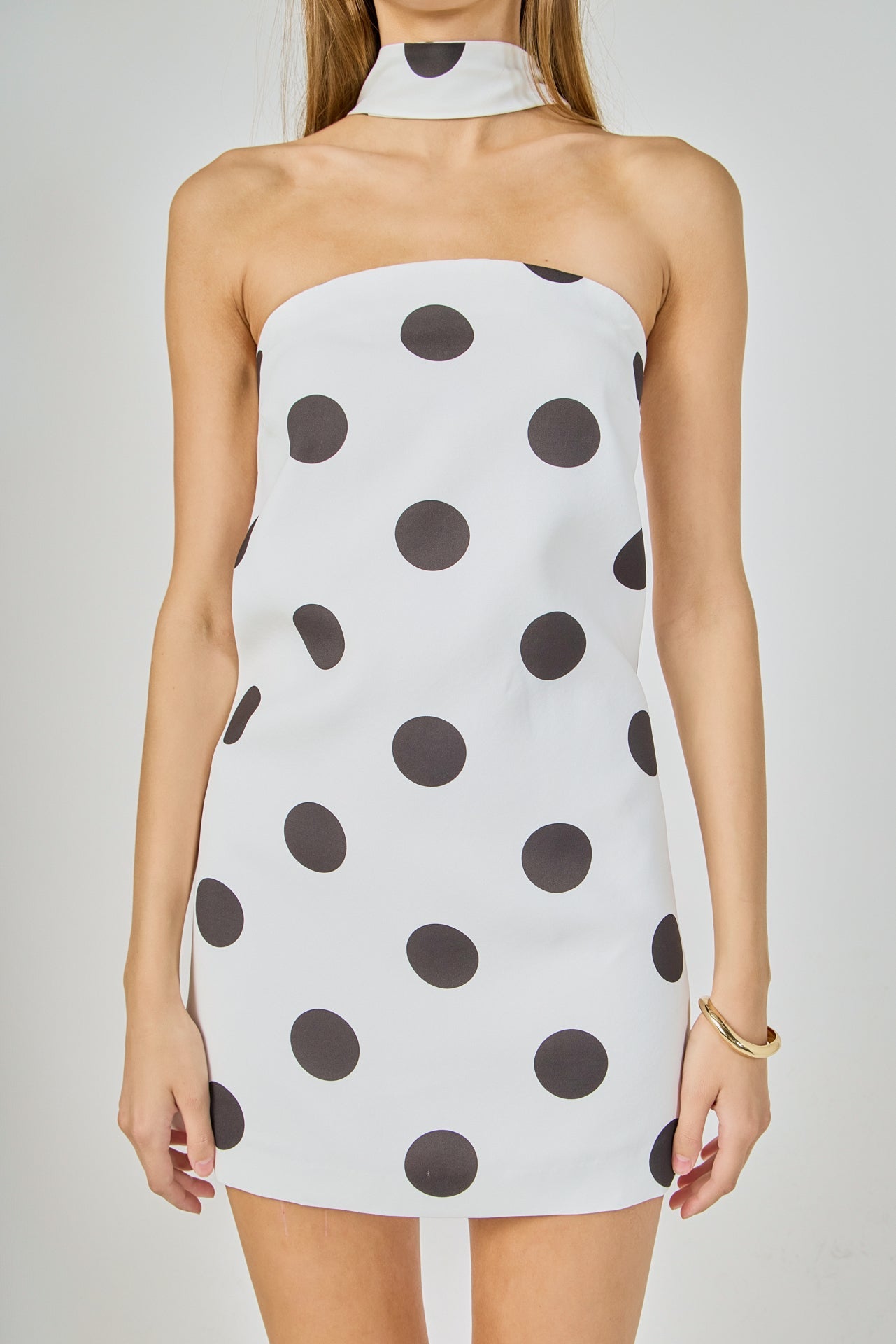 ENDLESS ROSE - Polka Dot Choker Tie Mini Dress - DRESSES available at Objectrare