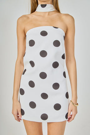 ENDLESS ROSE - Polka Dot Choker Tie Mini Dress - DRESSES available at Objectrare