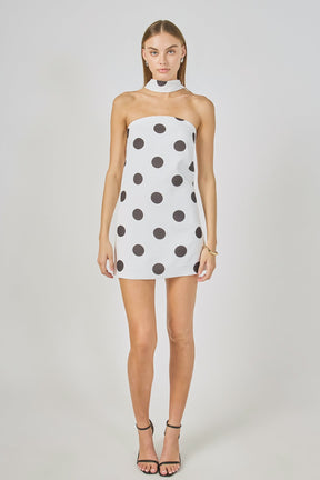 ENDLESS ROSE - Polka Dot Choker Tie Mini Dress - DRESSES available at Objectrare