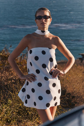 ENDLESS ROSE - Polka Dot Choker Tie Mini Dress - DRESSES available at Objectrare