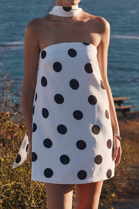 ENDLESS ROSE - Polka Dot Choker Tie Mini Dress - DRESSES available at Objectrare
