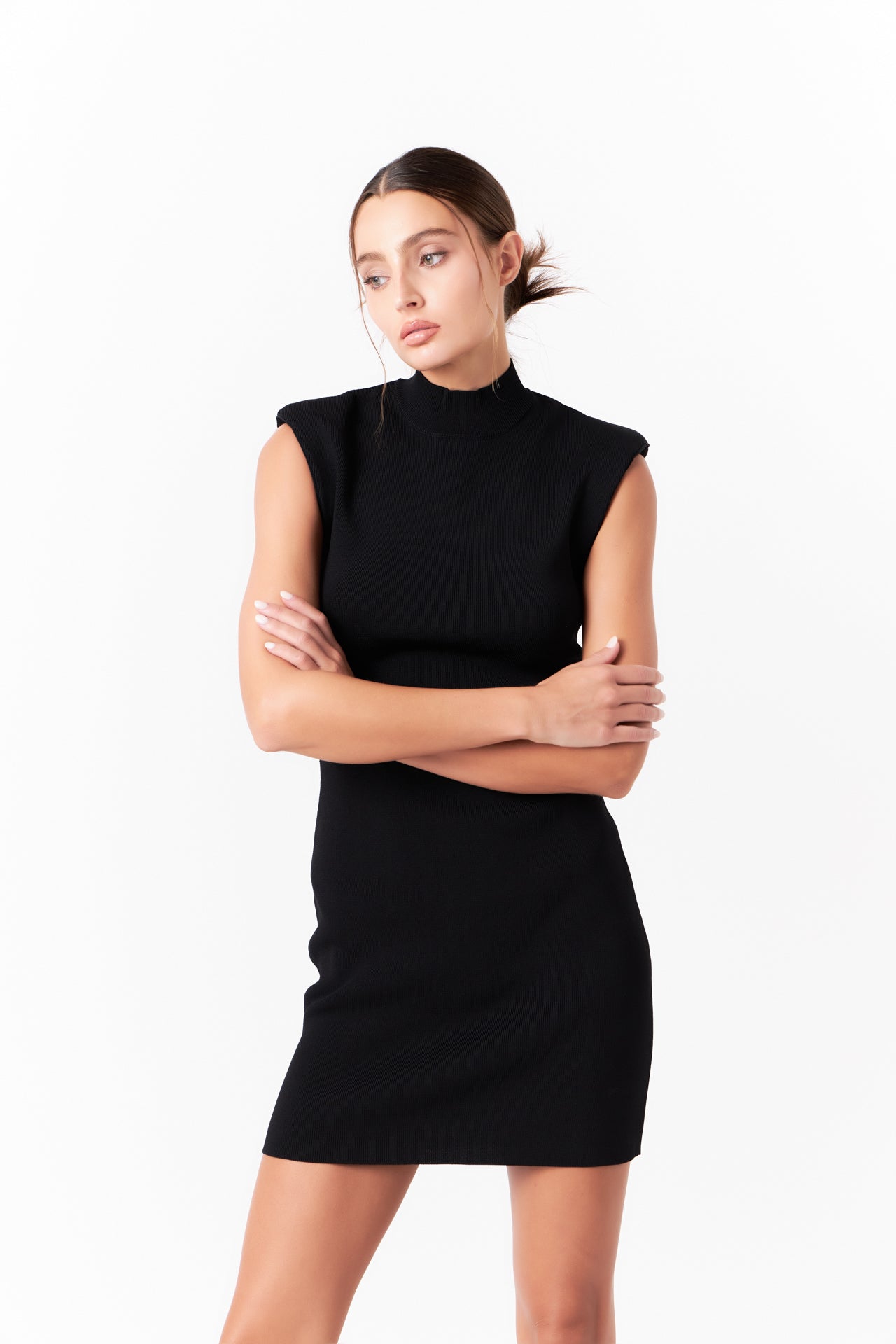 GREY LAB - Shoulder Pad Knitdown Mini Dress - DRESSES available at Objectrare
