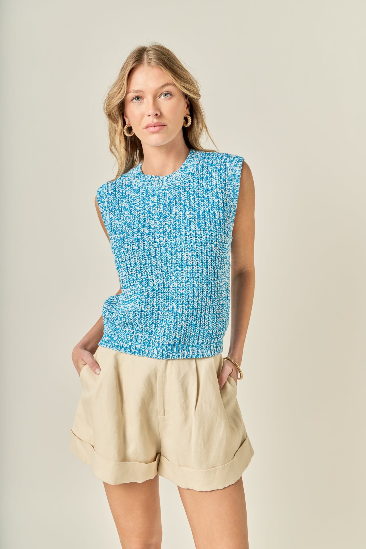 Sleeveless Ribbed Knit Sweater