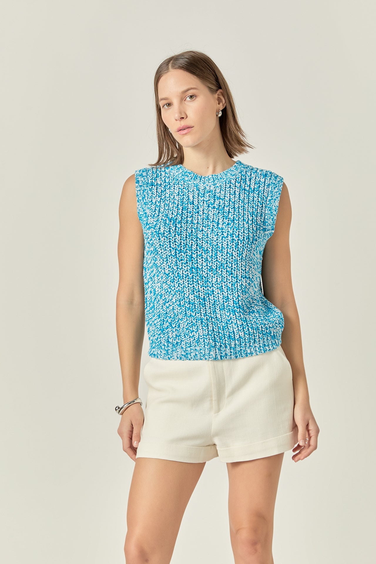 Sleeveless Ribbed Knit Sweater