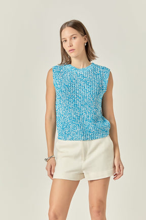 Sleeveless Ribbed Knit Sweater