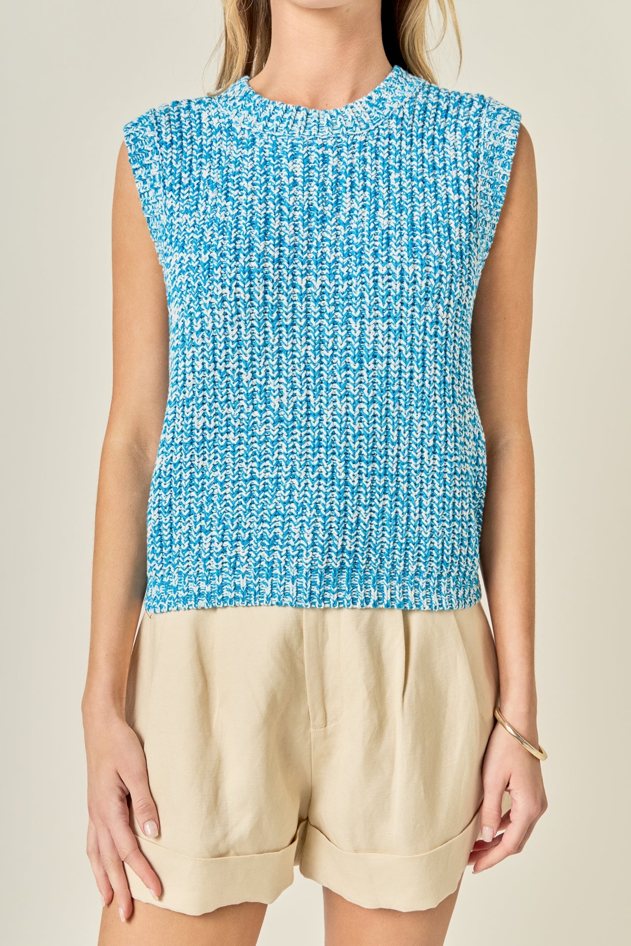 Sleeveless Ribbed Knit Sweater