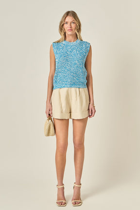 Sleeveless Ribbed Knit Sweater