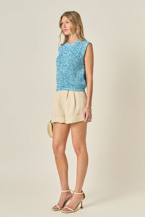 Sleeveless Ribbed Knit Sweater