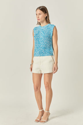 Sleeveless Ribbed Knit Sweater