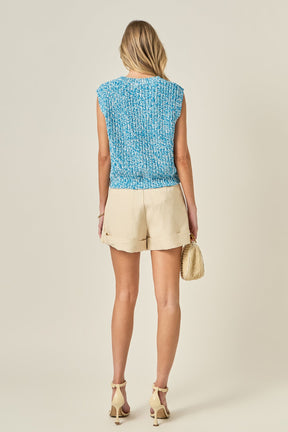 Sleeveless Ribbed Knit Sweater