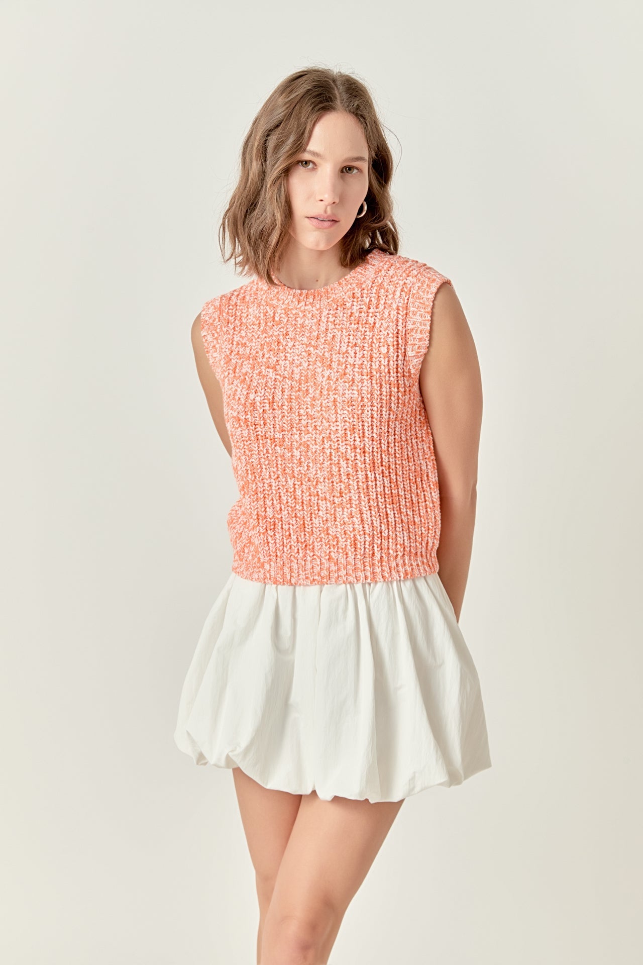 Sleeveless Ribbed Knit Sweater