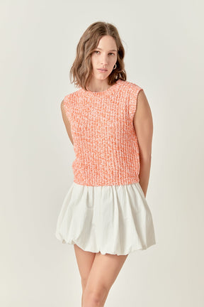 Sleeveless Ribbed Knit Sweater
