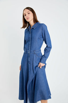 GREY LAB - Button Up Denim Maxi Dress - DRESSES available at Objectrare