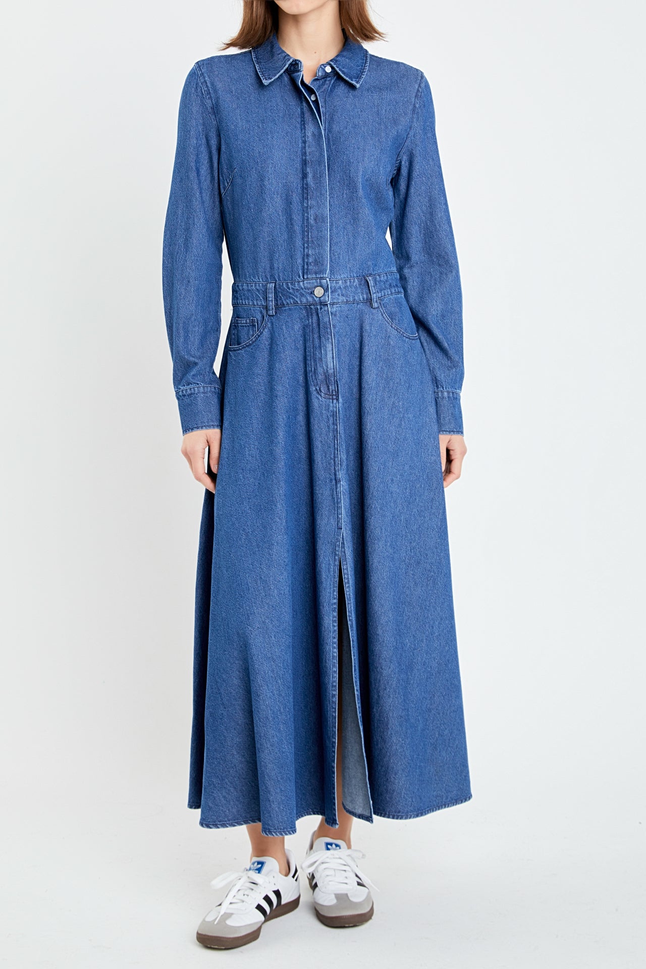GREY LAB - Button Up Denim Maxi Dress - DRESSES available at Objectrare