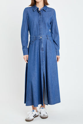 GREY LAB - Button Up Denim Maxi Dress - DRESSES available at Objectrare