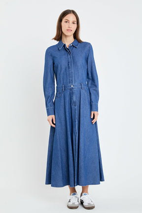 GREY LAB - Button Up Denim Maxi Dress - DRESSES available at Objectrare