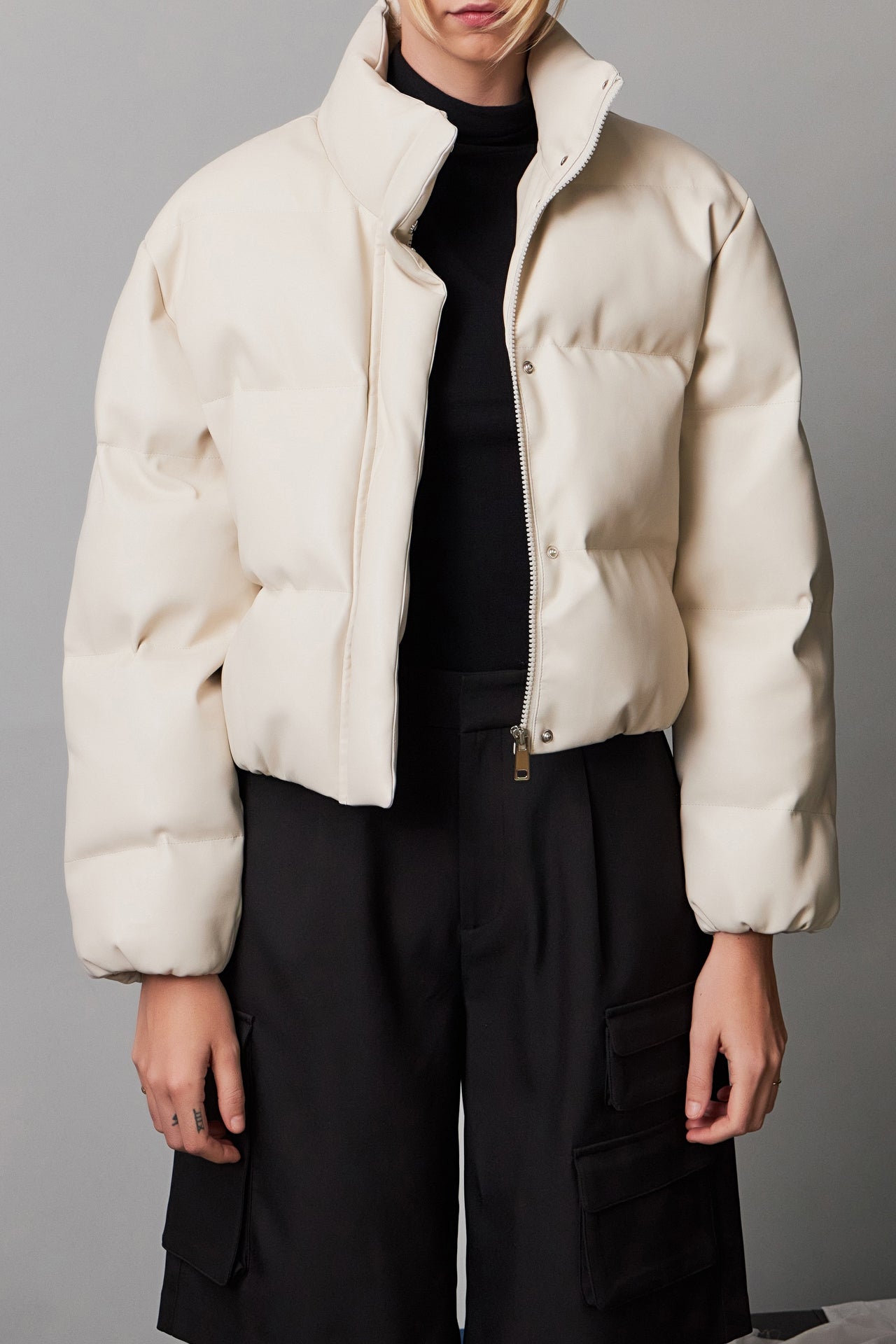 GREY LAB - Cropped Puffer Jacket - JACKETS available at Objectrare