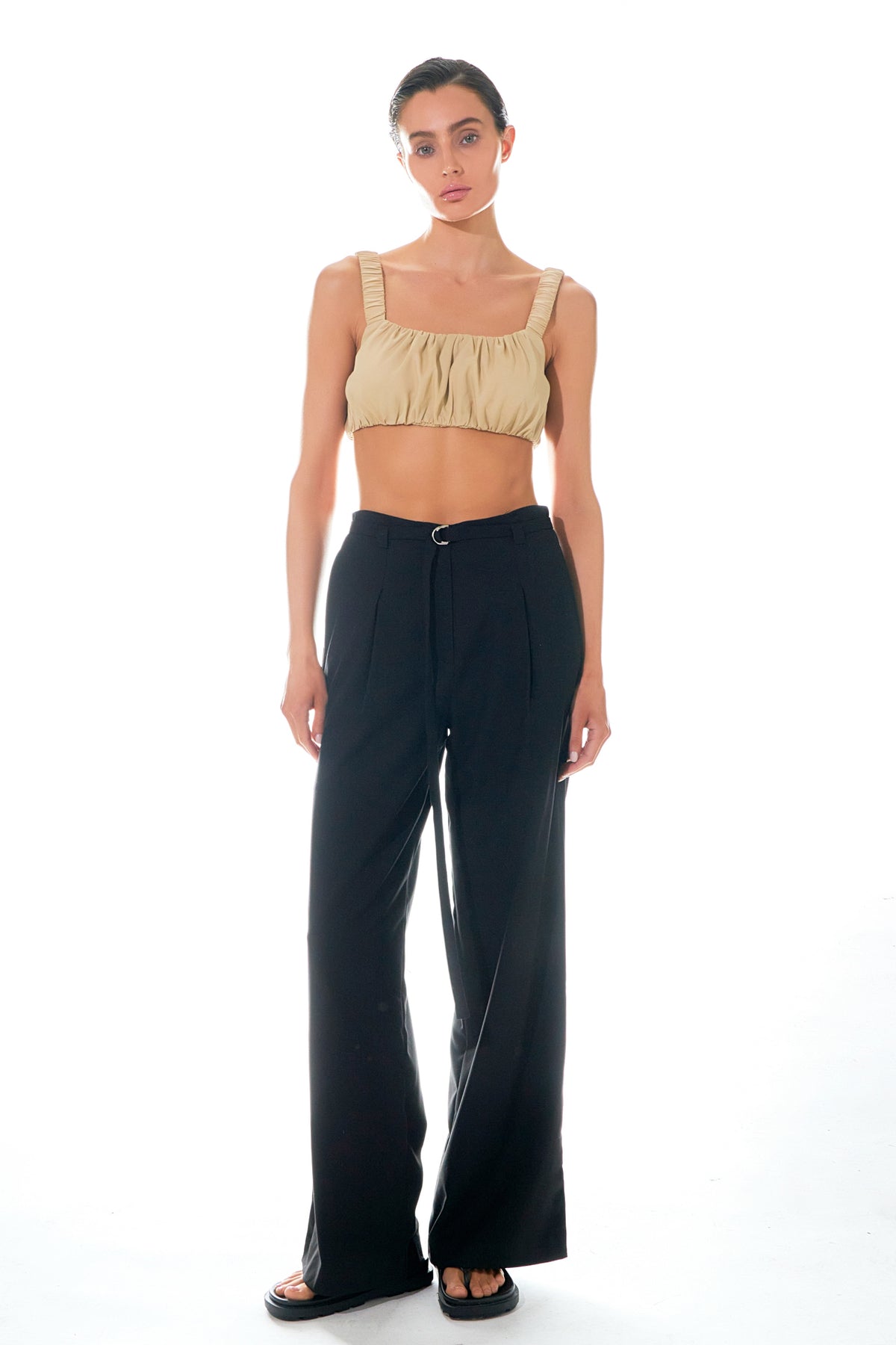 GREY LAB - Pleated Wide Pants with Belt - PANTS available at Objectrare