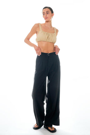 GREY LAB - Grey Lab - Pleated Wide Pants with Belt - PANTS available at Objectrare