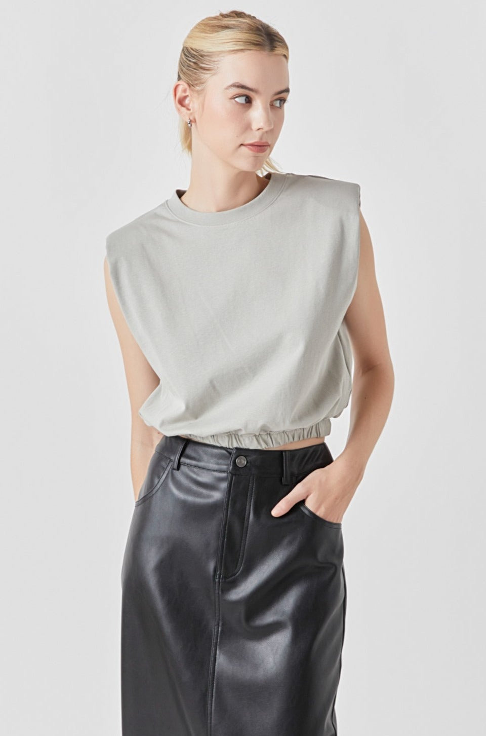 GREY LAB - Open Back Cropped Top - TOPS available at Objectrare