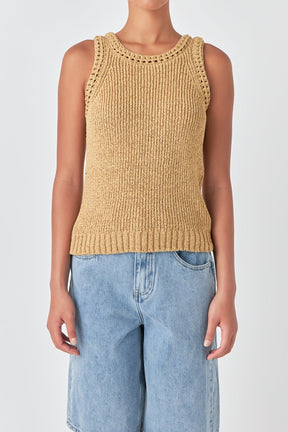 GREY LAB - Grey Lab - Round Neck Sleeveless Knit Top - TOPS available at Objectrare