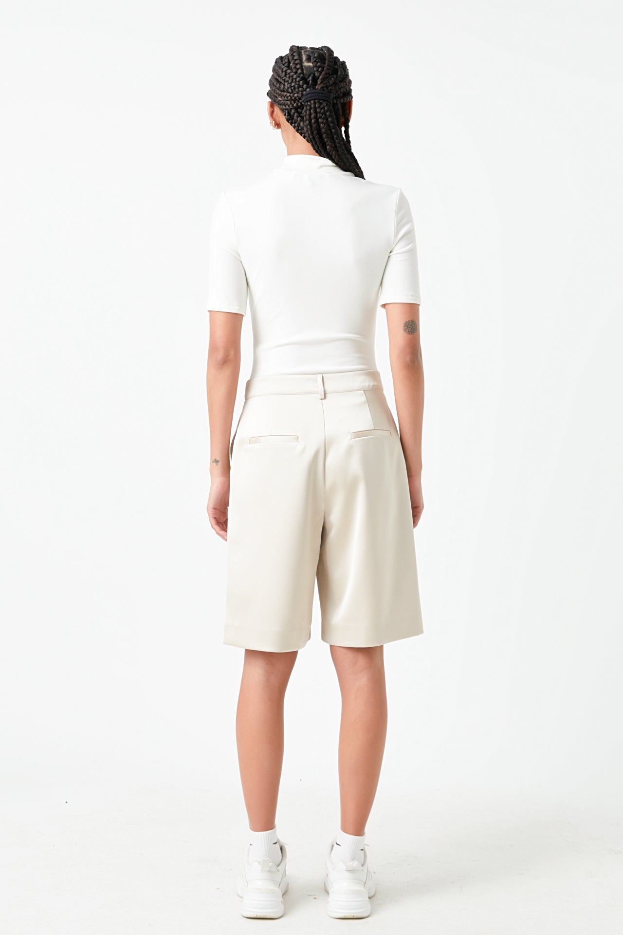 GREY LAB - Pleated Wide Satin Shorts - PANTS available at Objectrare