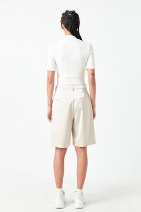 GREY LAB - Pleated Wide Satin Shorts - PANTS available at Objectrare