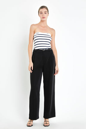 ENGLISH FACTORY - Strapless Striped Knit Top - TOPS available at Objectrare