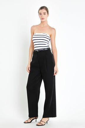 ENGLISH FACTORY - Strapless Striped Knit Top - TOPS available at Objectrare