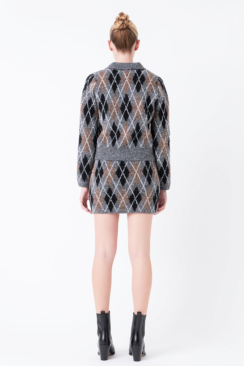 GREY LAB - Grey Lab - Argyle Knit Mini Skirt - SKIRTS available at Objectrare