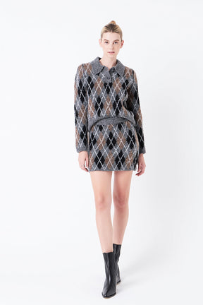GREY LAB - Argyle Knit Mini Skirt - SKIRTS available at Objectrare