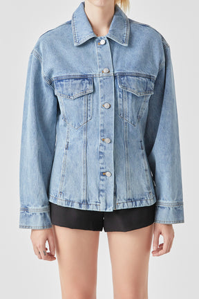 GREY LAB - Waist Fitted Denim Jacket - JACKETS available at Objectrare