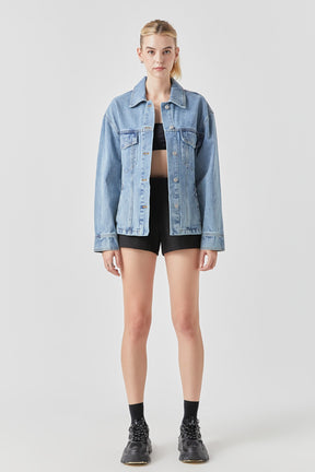 GREY LAB - Waist Fitted Denim Jacket - JACKETS available at Objectrare
