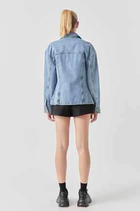 GREY LAB - Waist Fitted Denim Jacket - JACKETS available at Objectrare